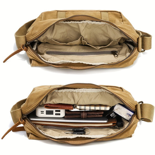 Vintage Canvas Messenger Bag - Casual Shoulder Bag for Men and Women